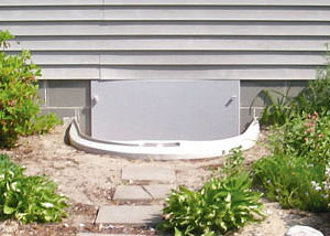 plastic crawl space access well installed in a Moose Jaw crawl space