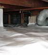 A Meadow Lake crawl space moisture system with a low ceiling