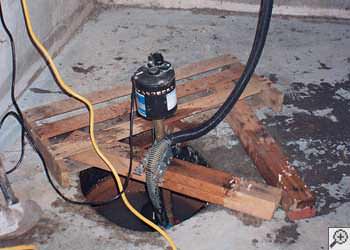A Grandora sump pump system that failed and lead to a basement flood.