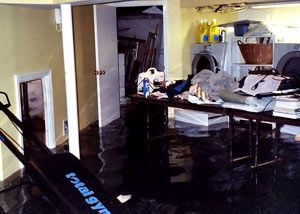 A laundry room flood in Carlton, with several feet of water flooded in.