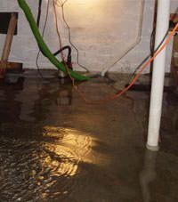 Several feet of floodwaters in a Unity basement